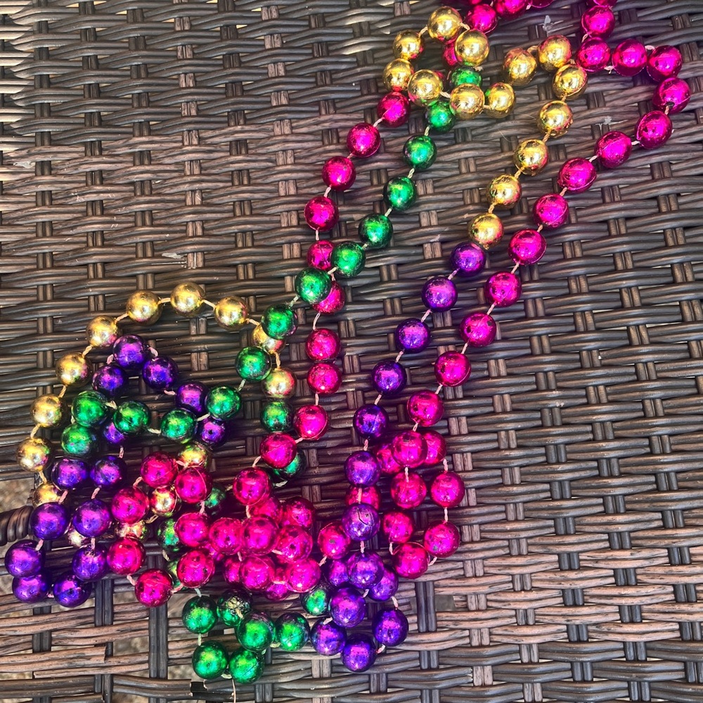 Mardi Gras Bead Necklaces in Purple, Green & Gold
